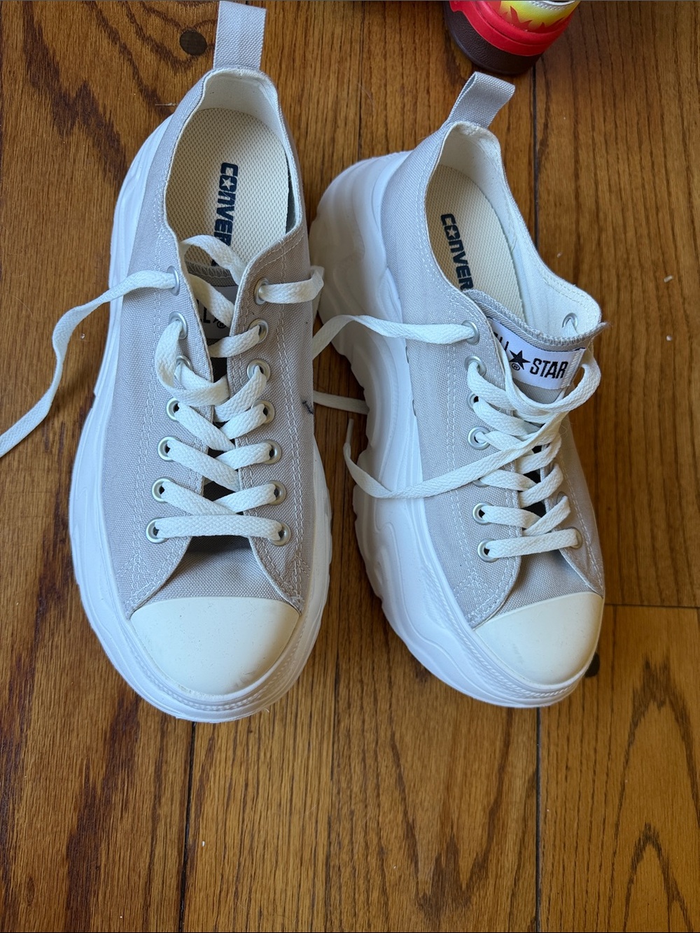Converse Low-Top Platform Sneakers in Light Gray and White